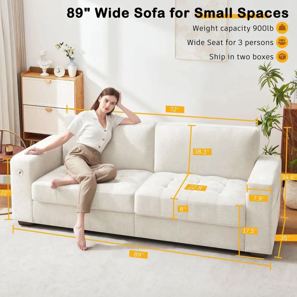 89'' Modern Chenille Sofa Couch