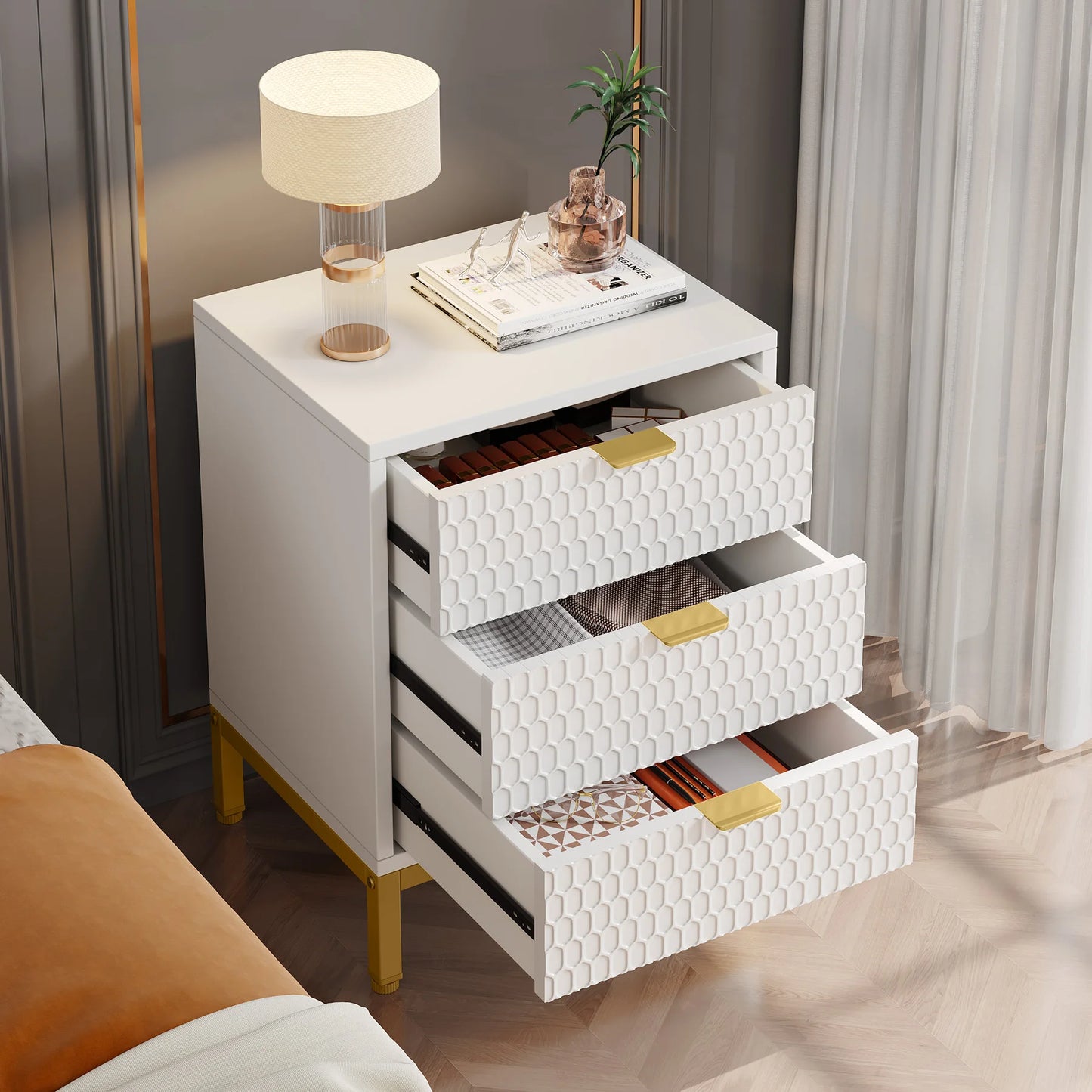 Hexagon 3-Drawer Nightstand