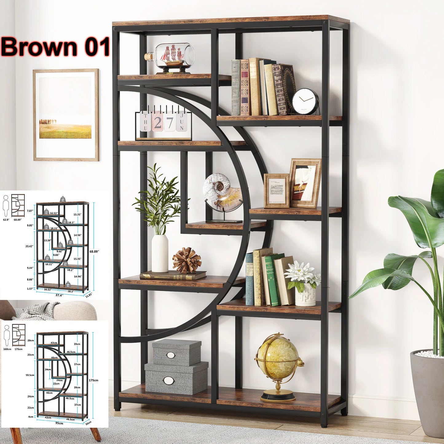Half‑Moon Etagere Bookcase