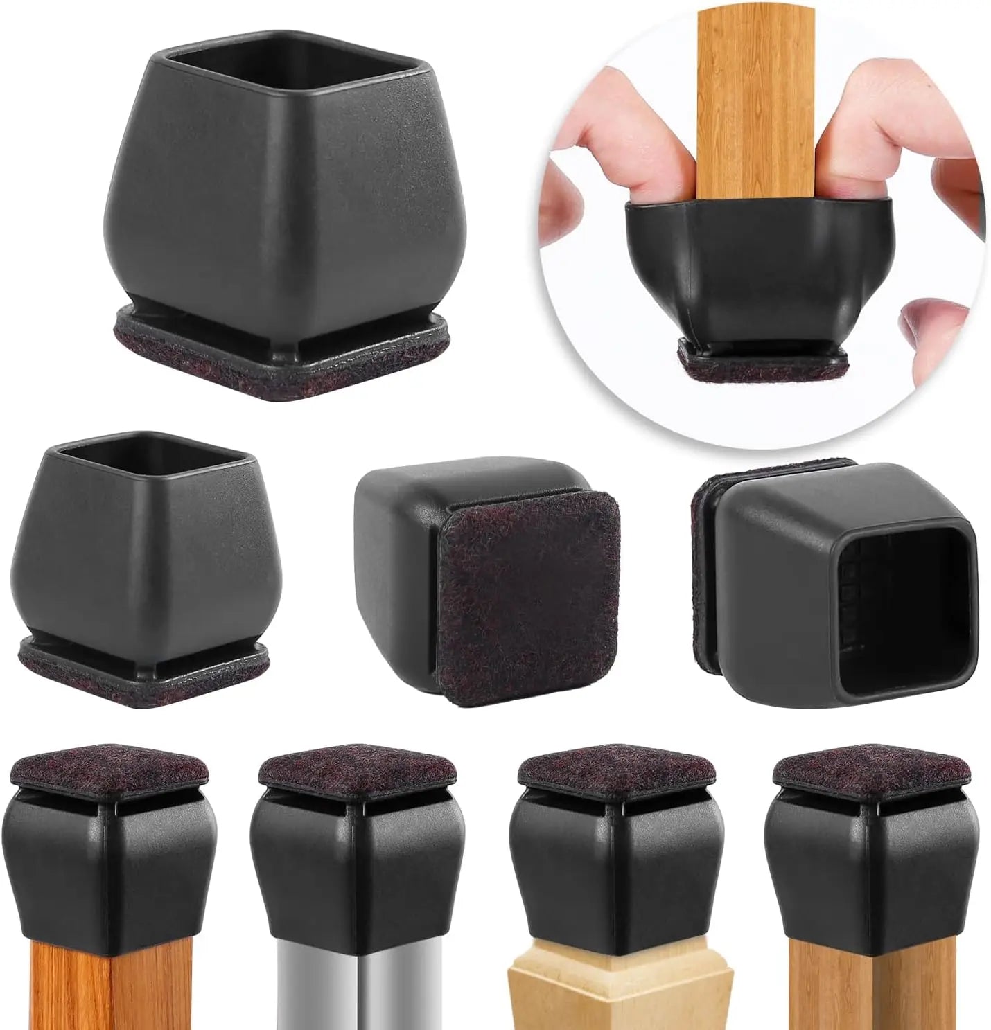 Chair Leg Floor Protector Foot Cover with Felt Pads (8PCS)