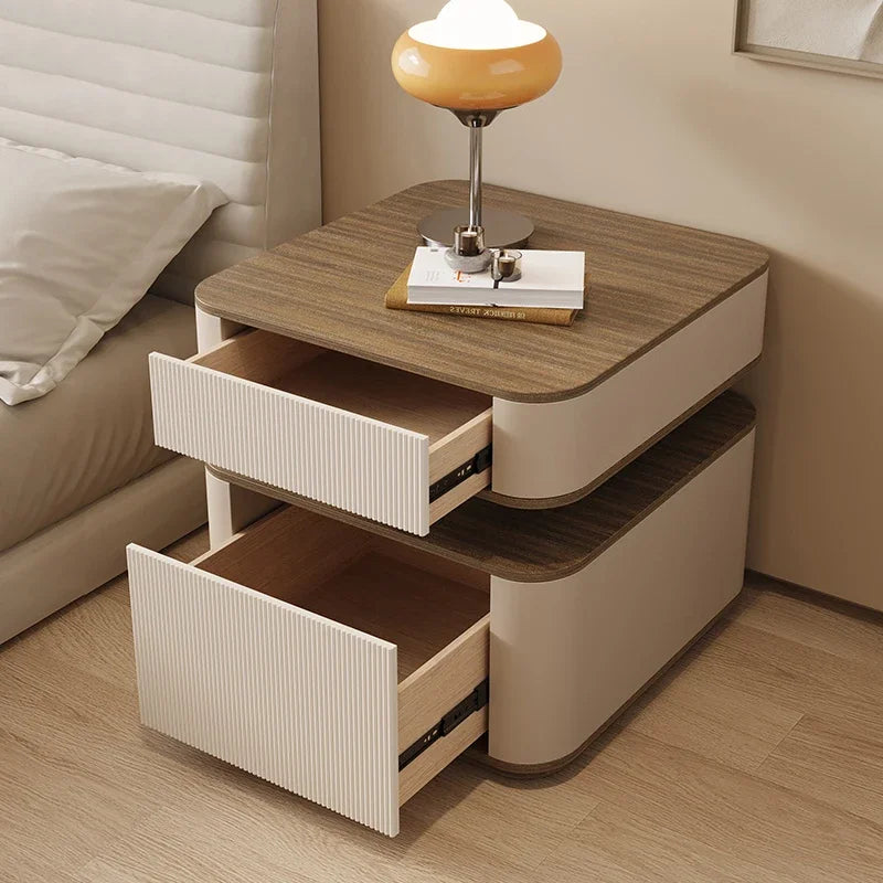 Minimalist Aesthetic Nightstand – Nordic Bedside Table with Drawers and Storage