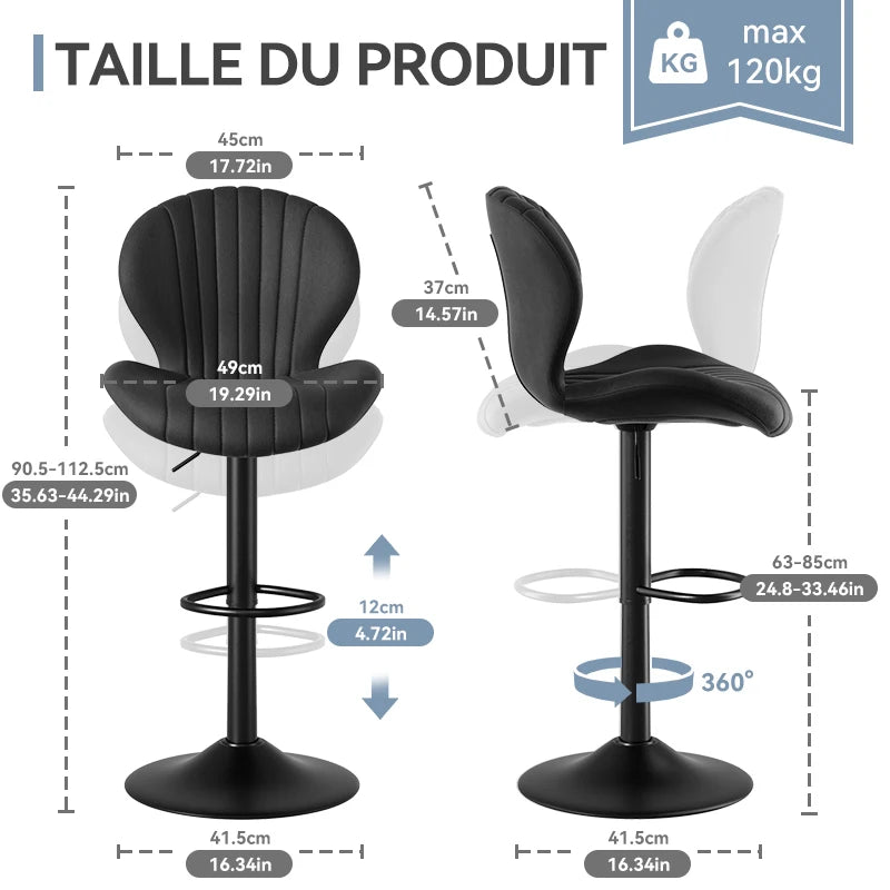 Adjustable Rotating Bar Chairs