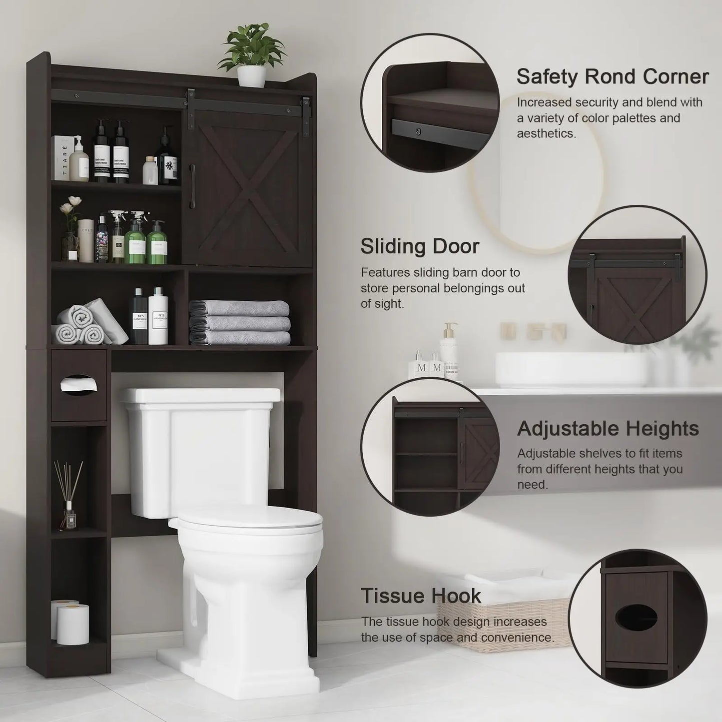 Wooden Over the Toilet Storage Cabinet