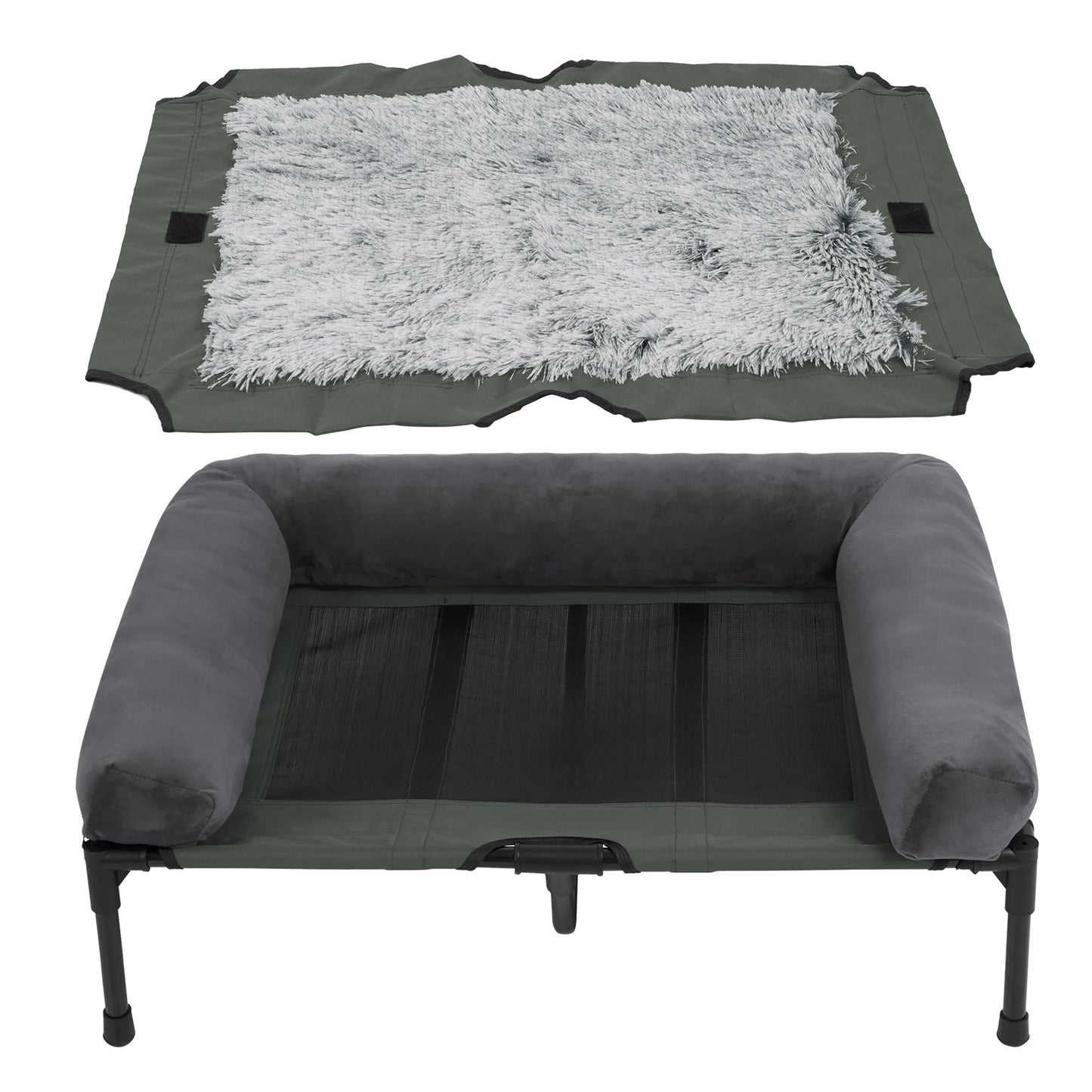 Elevated Cooling Dog Bed with Bolster