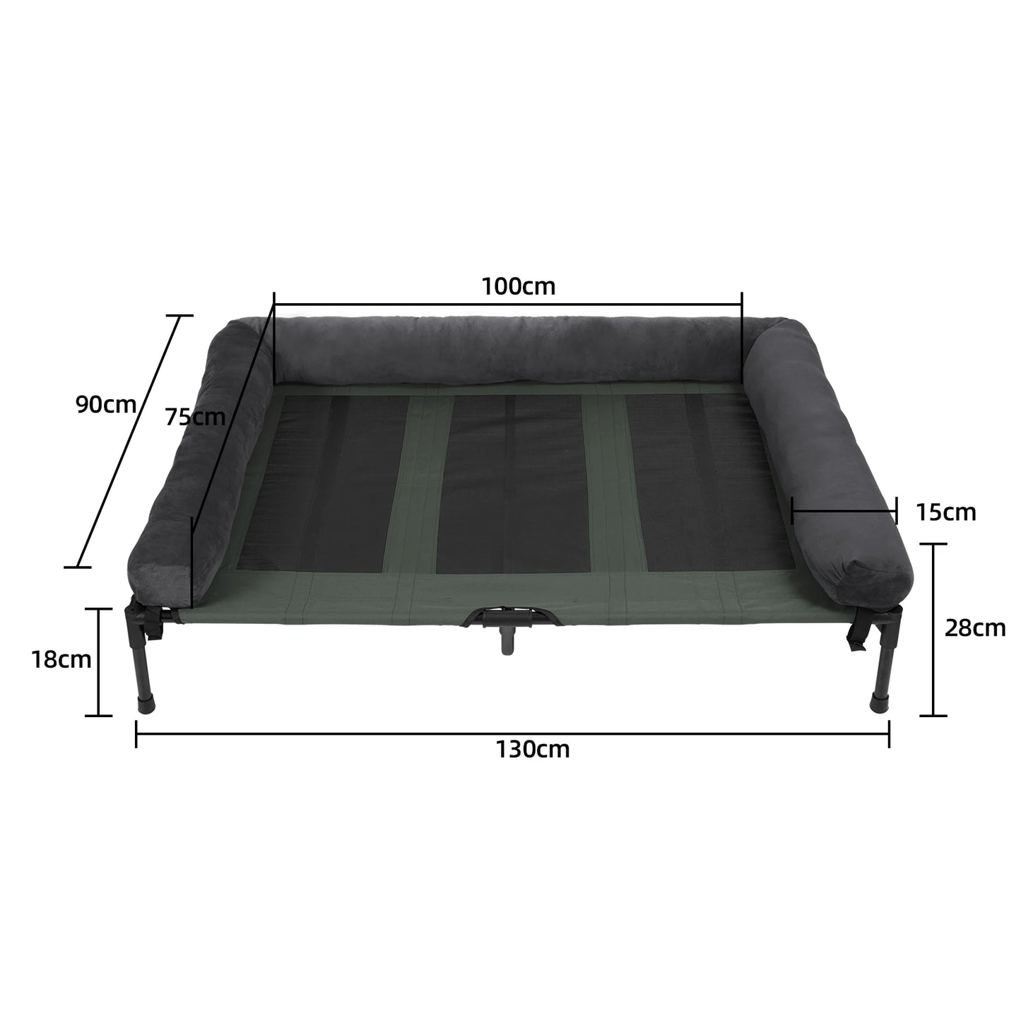 Elevated Cooling Dog Bed with Bolster