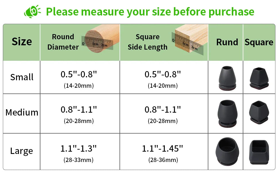 Chair Leg Floor Protector Foot Cover with Felt Pads (8PCS)