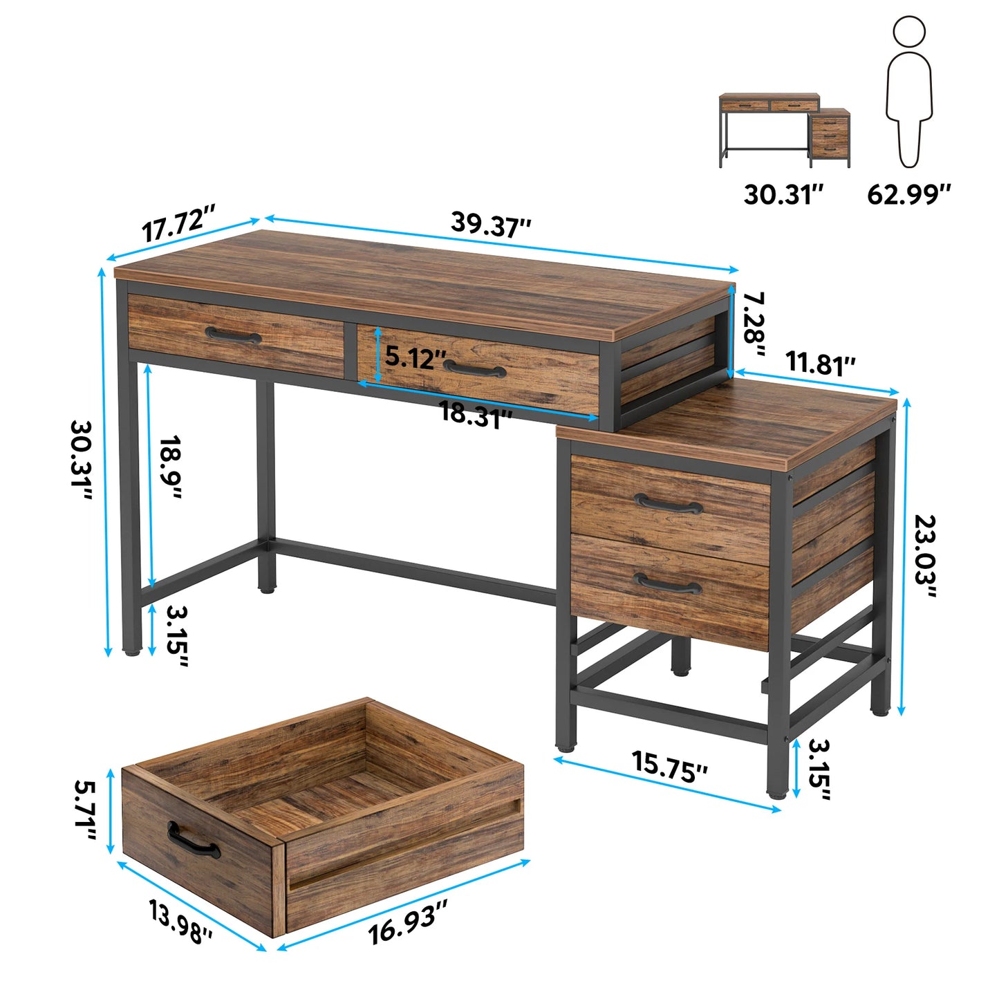 Reversible Drawer Desk
