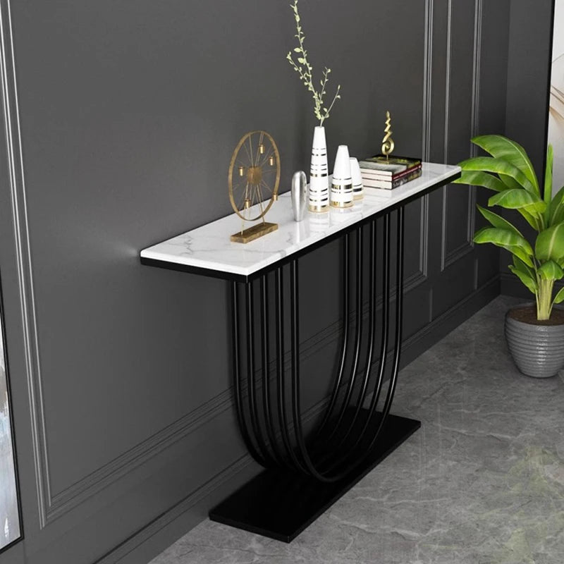 Salon Modern Corner Table – Italian Luxury Metal Console for Hallway and Living Room