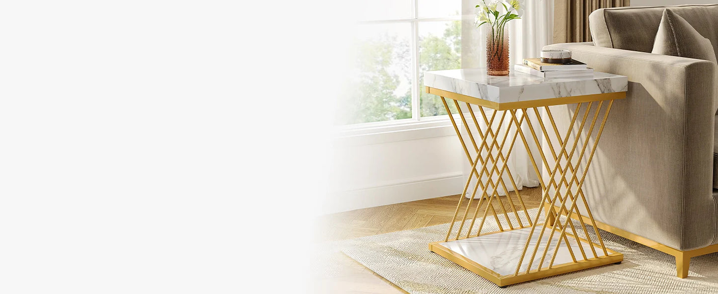 White Gold Side Table