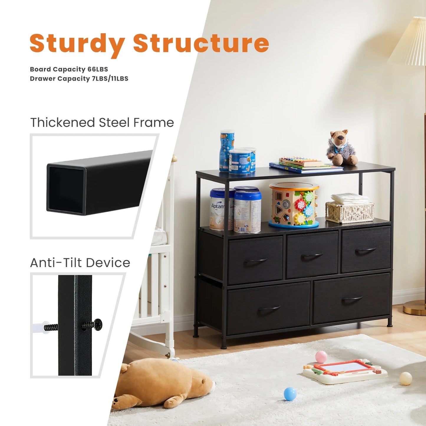 5-Drawer Shoe Cabinet TV Stand