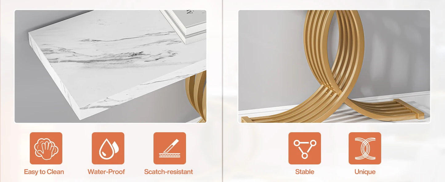 Gold Faux Marble Console