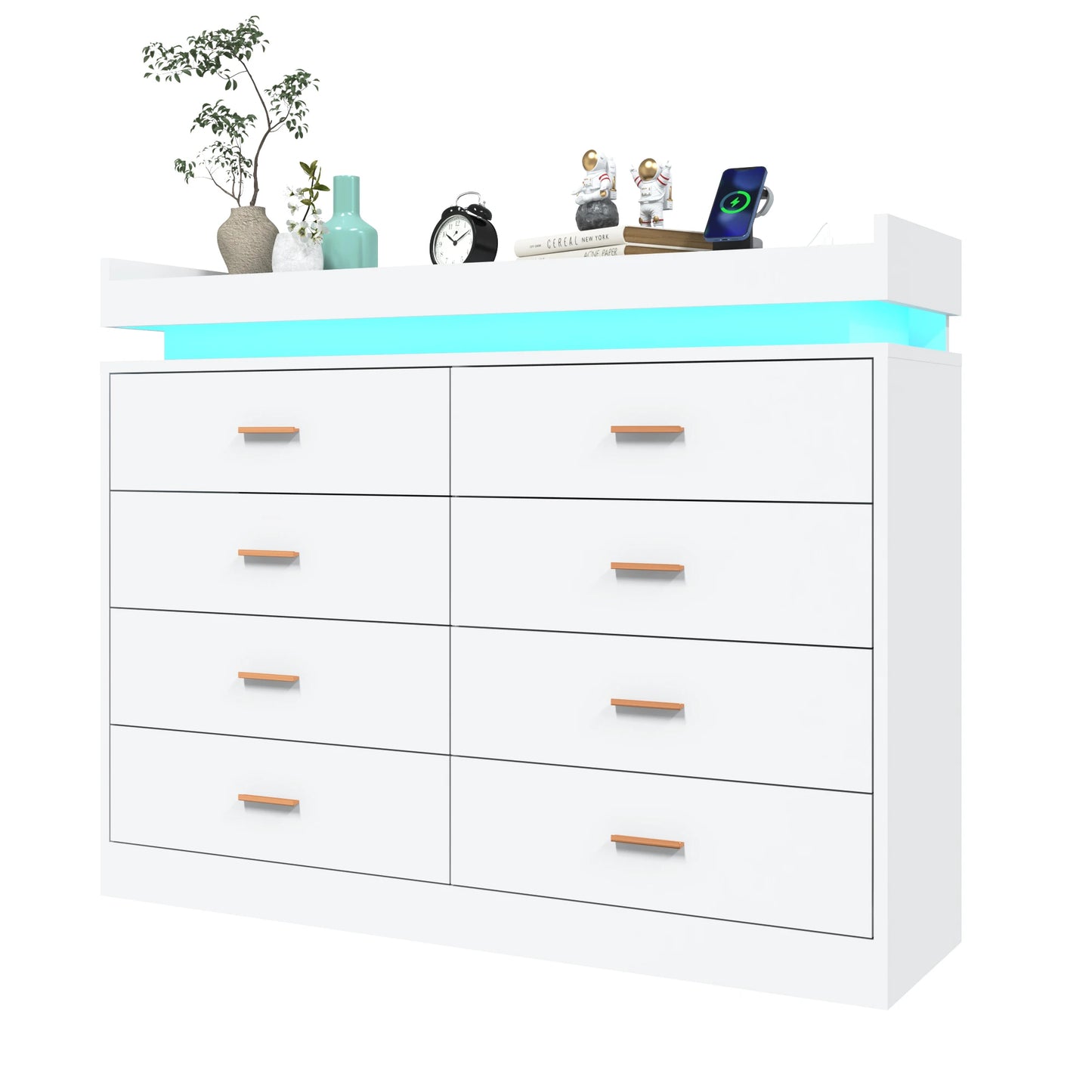 8-drawer chest with LED lighting