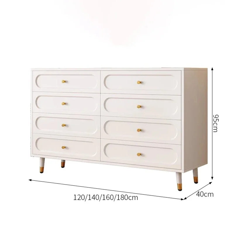 Modern Simple Dresser Cabinet – Minimalist Cream Hidden Storage with Stylish Handles