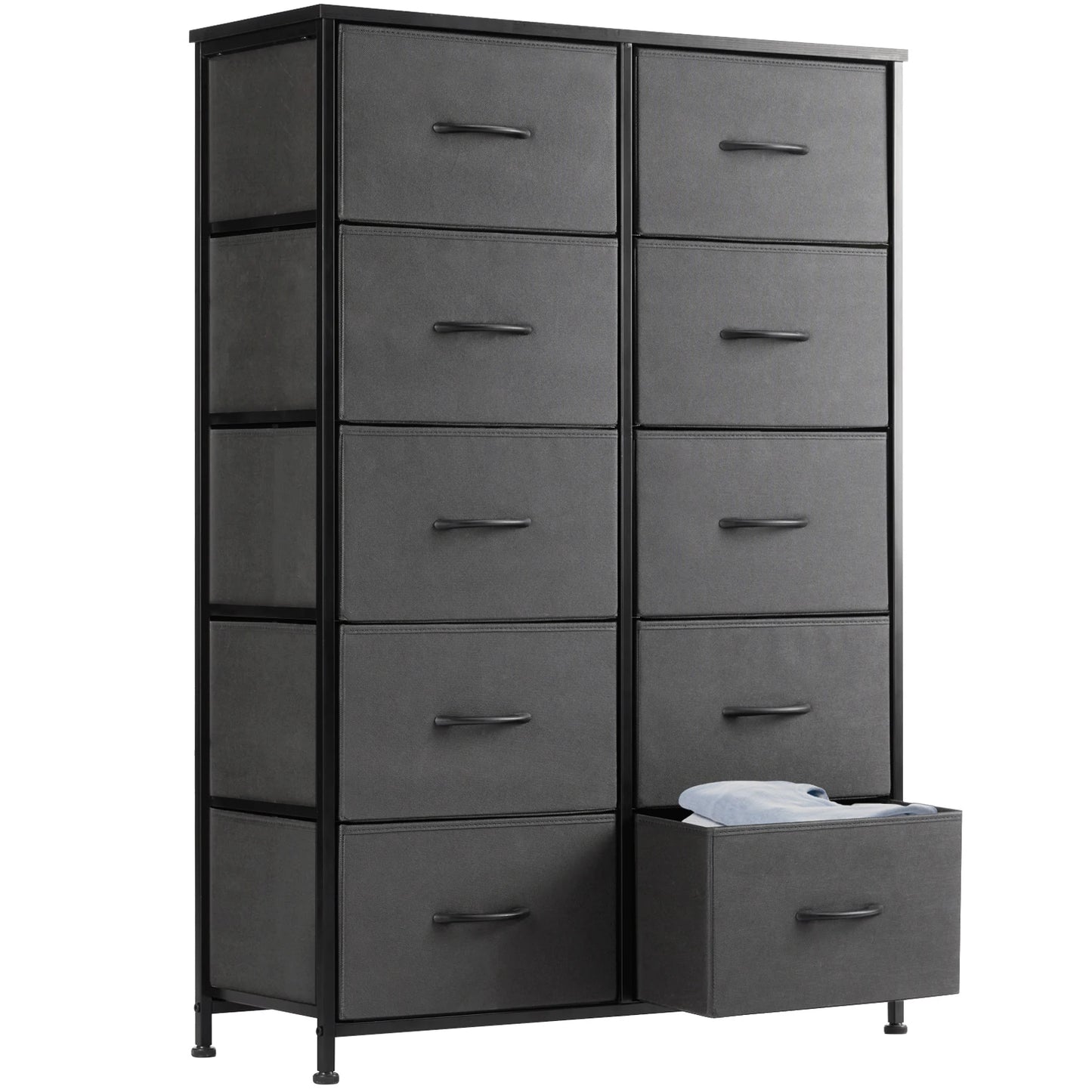 10-Drawer Bedside Table with Steel Frame