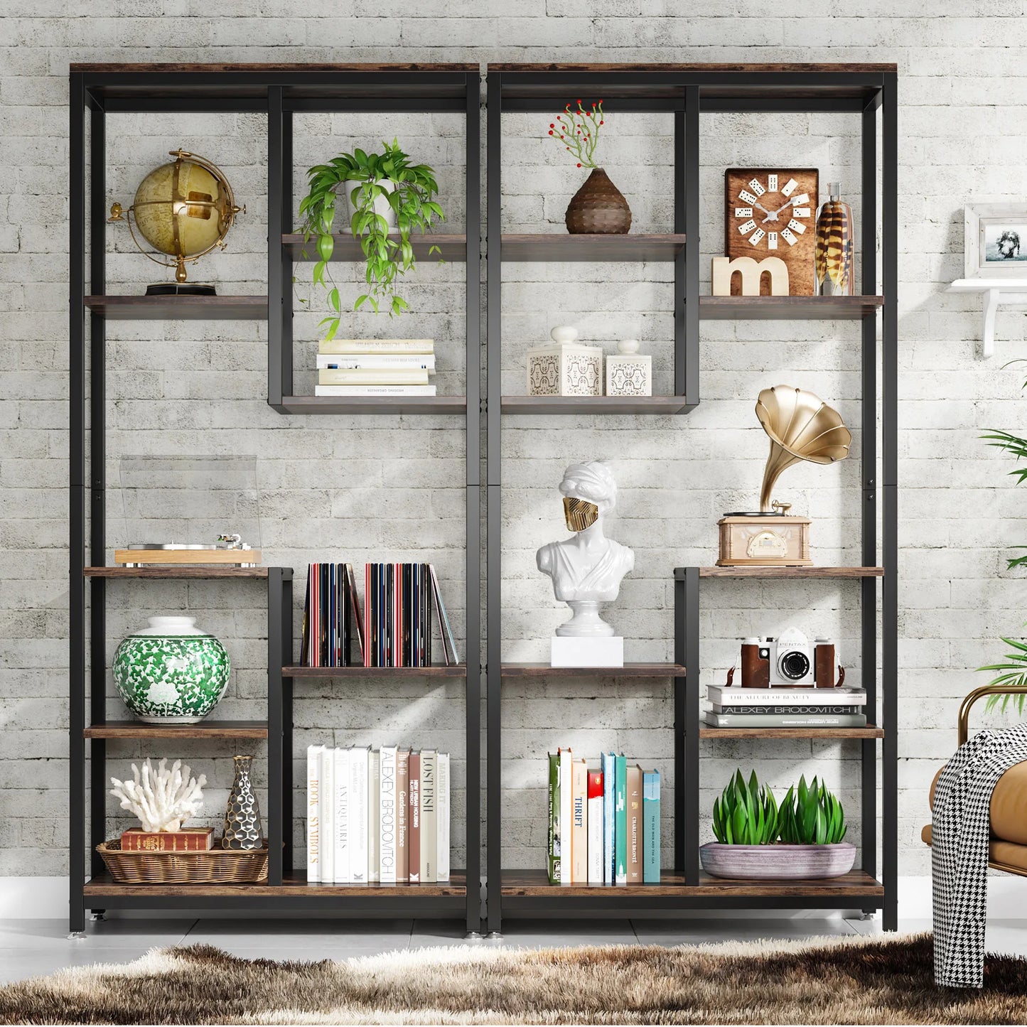 Staggered 8‑Tier Bookcase