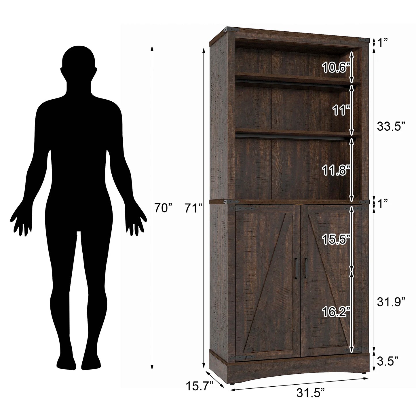 71 inch tall kitchen pantry