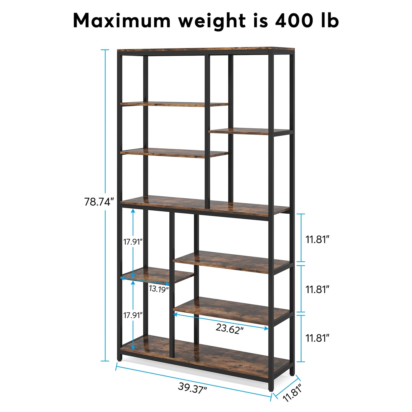 Staggered 8‑Tier Bookcase