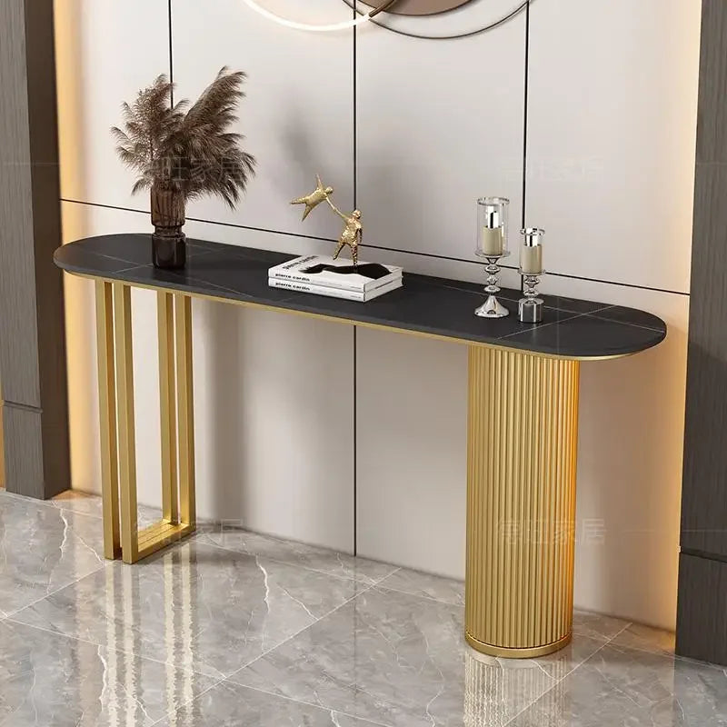 Nordic Midcentury Console Table – Modern Metal Entryway Table for Hallways and Living Room Luxury Décor