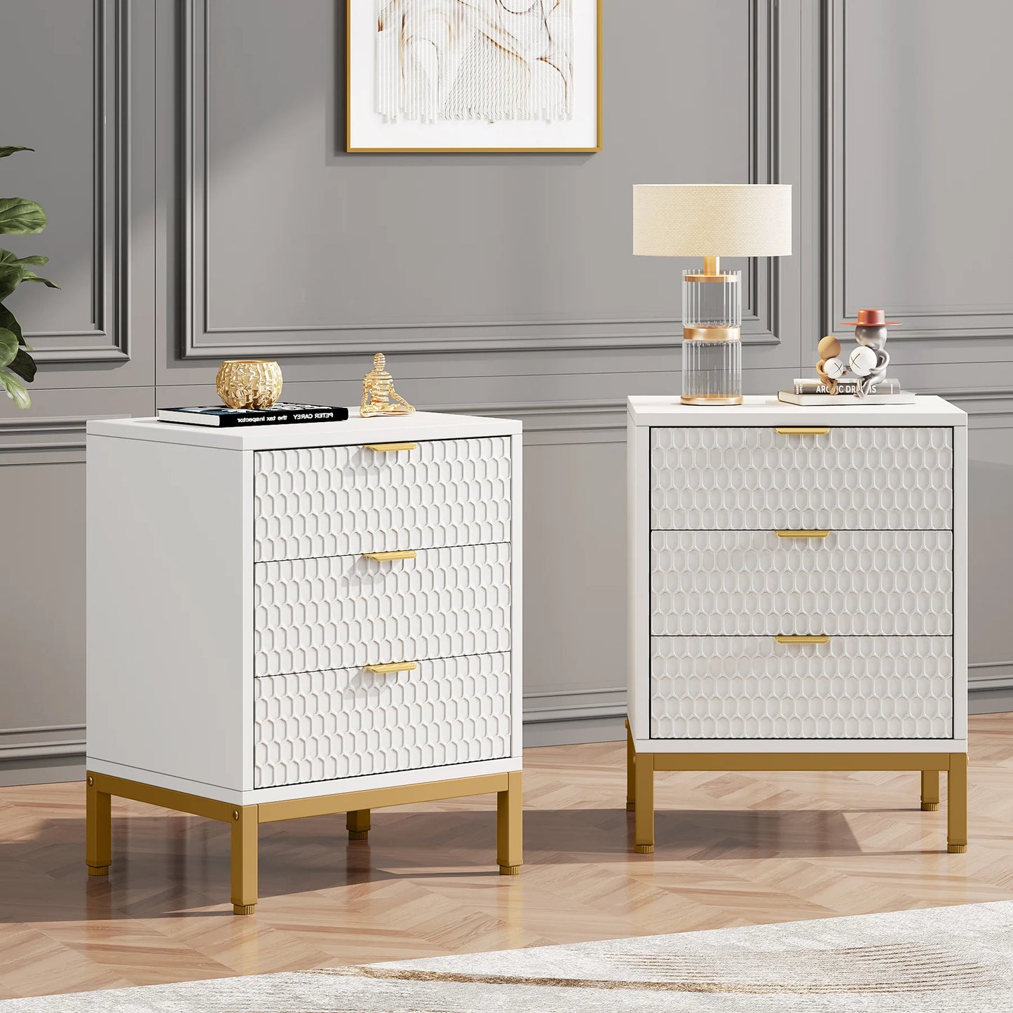 Hexagon 3-Drawer Nightstand