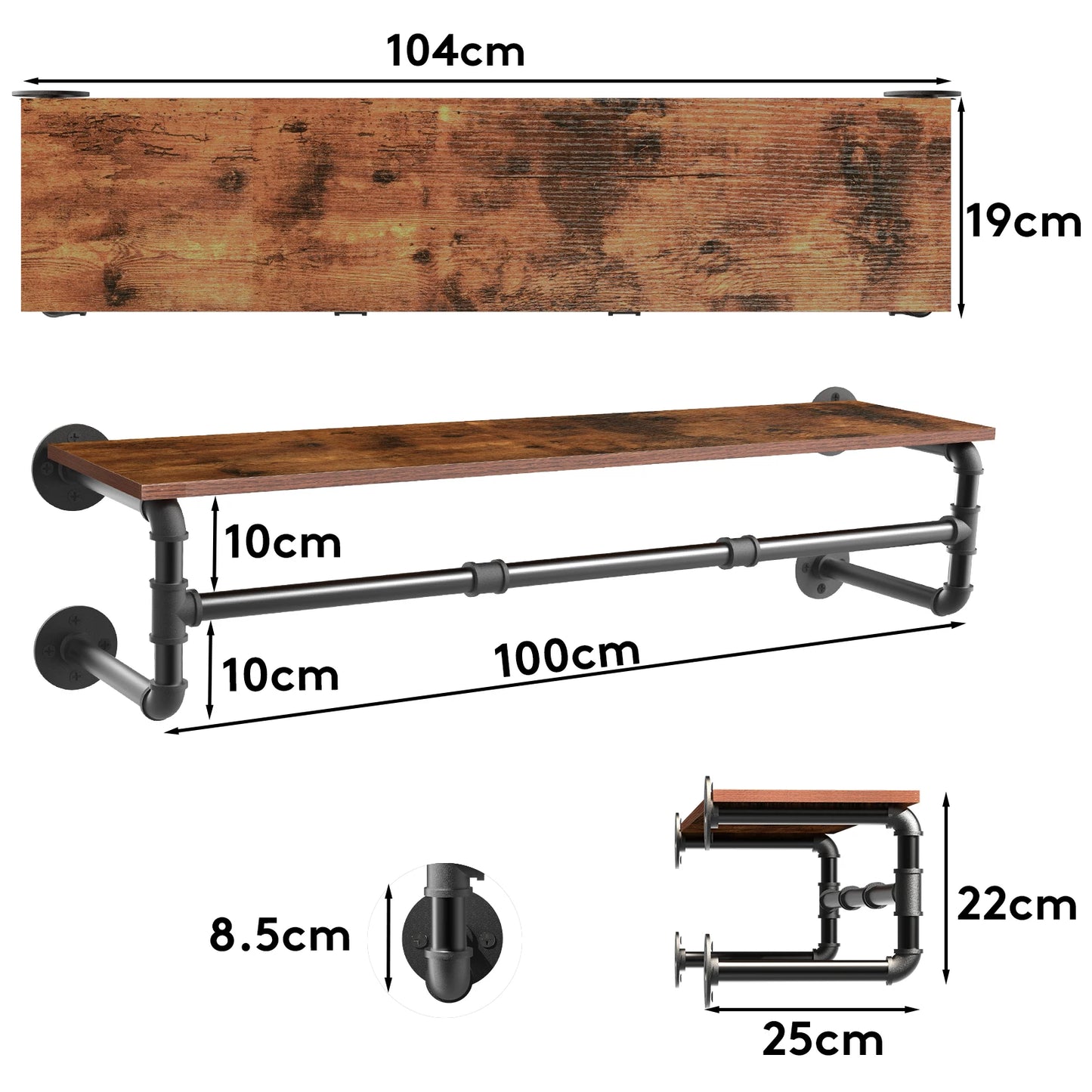 Industrial Pipe Wall-Mount Clothes Rack