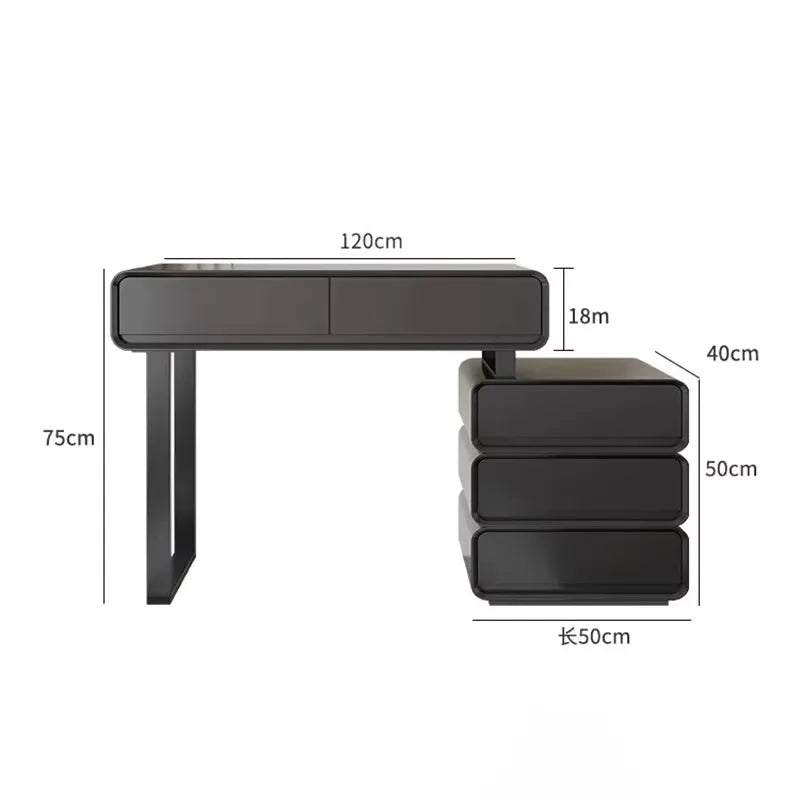 Black Vintage Vanity Table – Classic Makeup Desk with Mirror & Stool