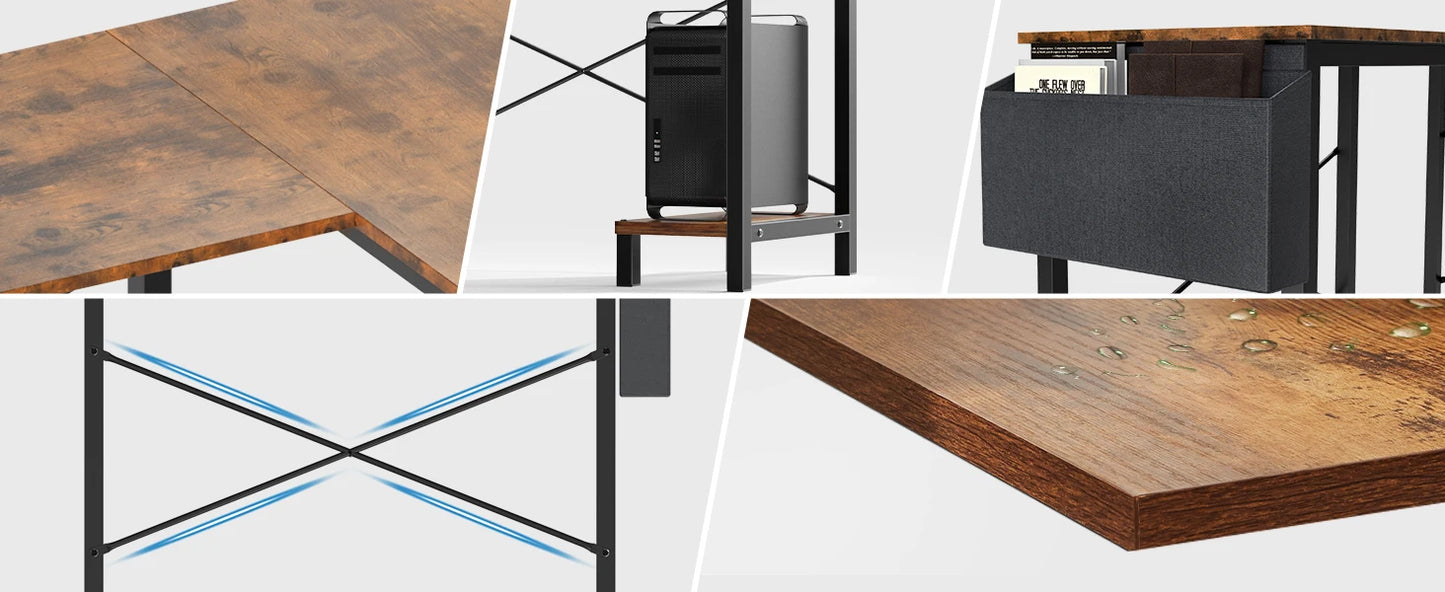 50-Inch Gaming Corner Desk with CPU Storage Shelf