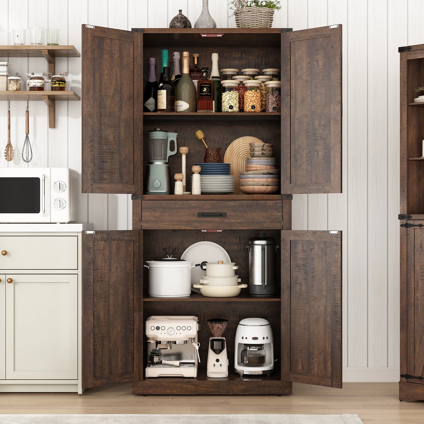 rustic kitchen cabinet with drawer