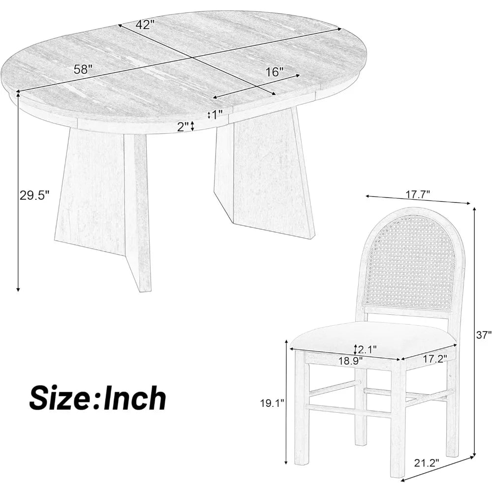5-Piece Retro Dining Set with Extendable Table