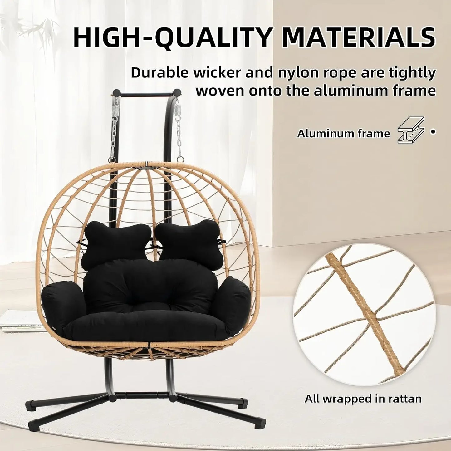 Foldable Wicker Egg Chair