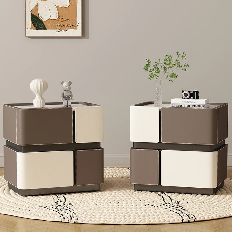 Set of 2 Modern Nordic Night Tables – Italian Minimalist Storage Bedside Furniture