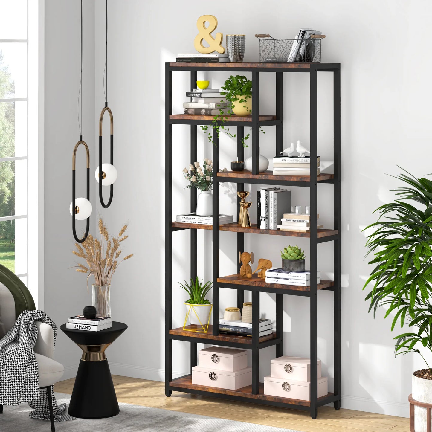 Staggered 8‑Tier Bookcase