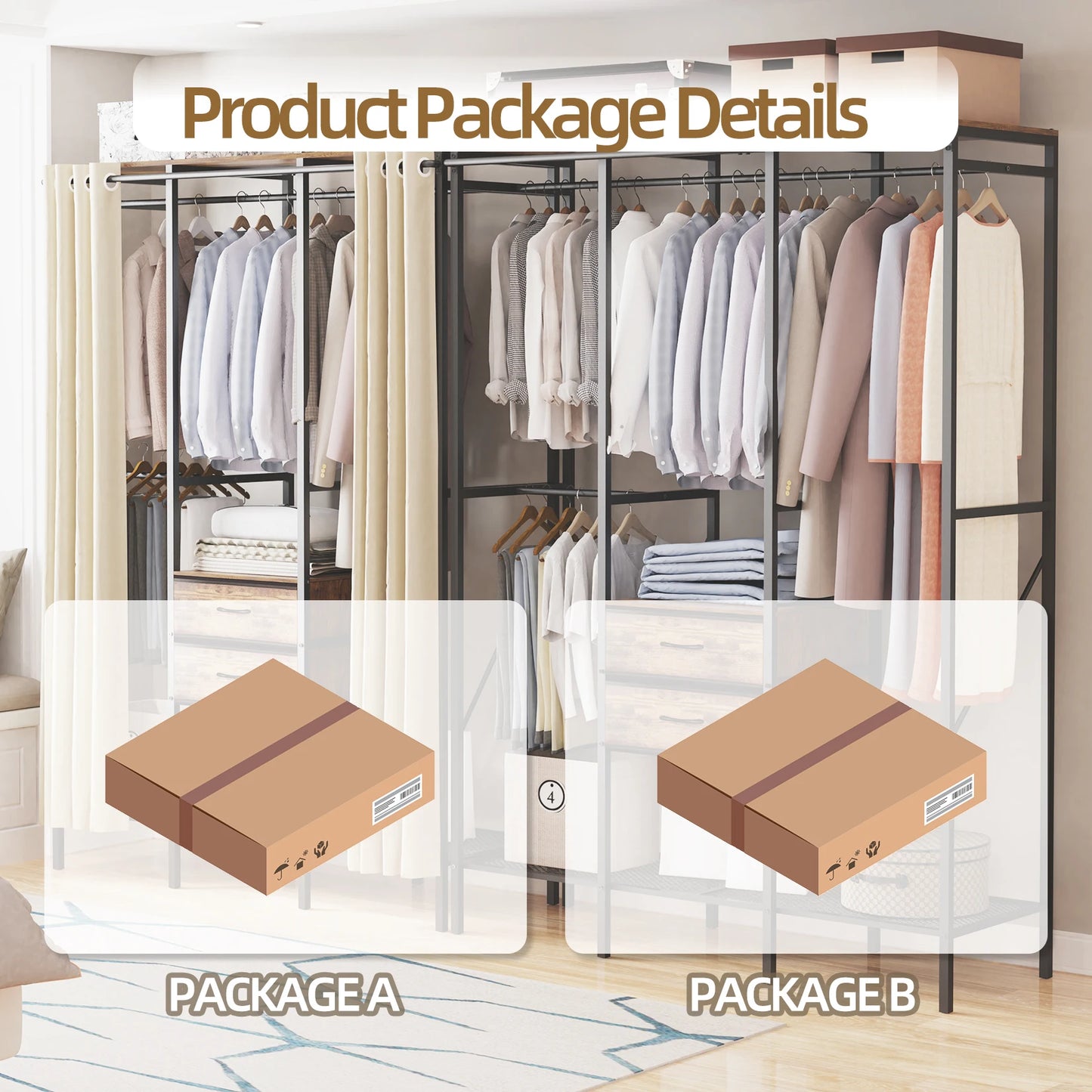 XXL Industrial Open Wardrobe with Drawers