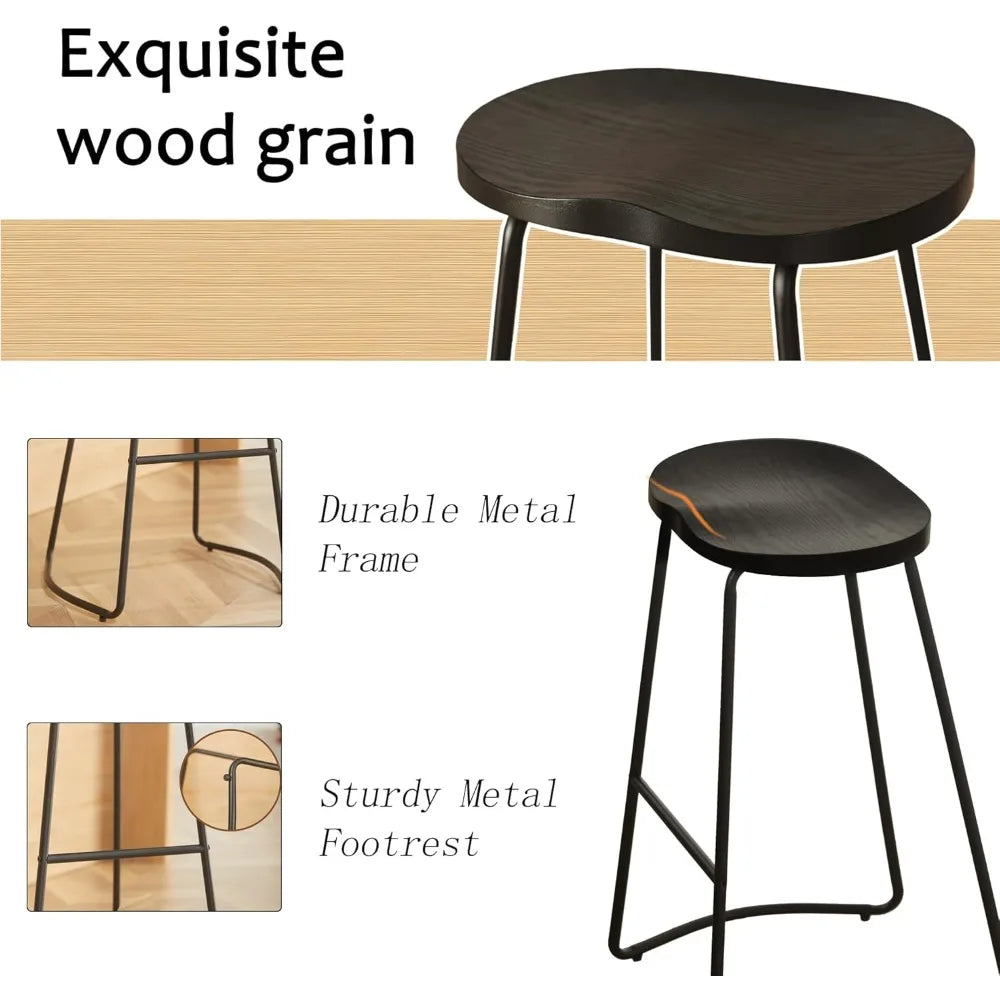 Industrial Wood Bar Stools