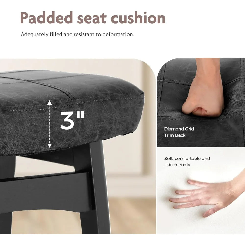 Wood Saddle Bar Stools Set