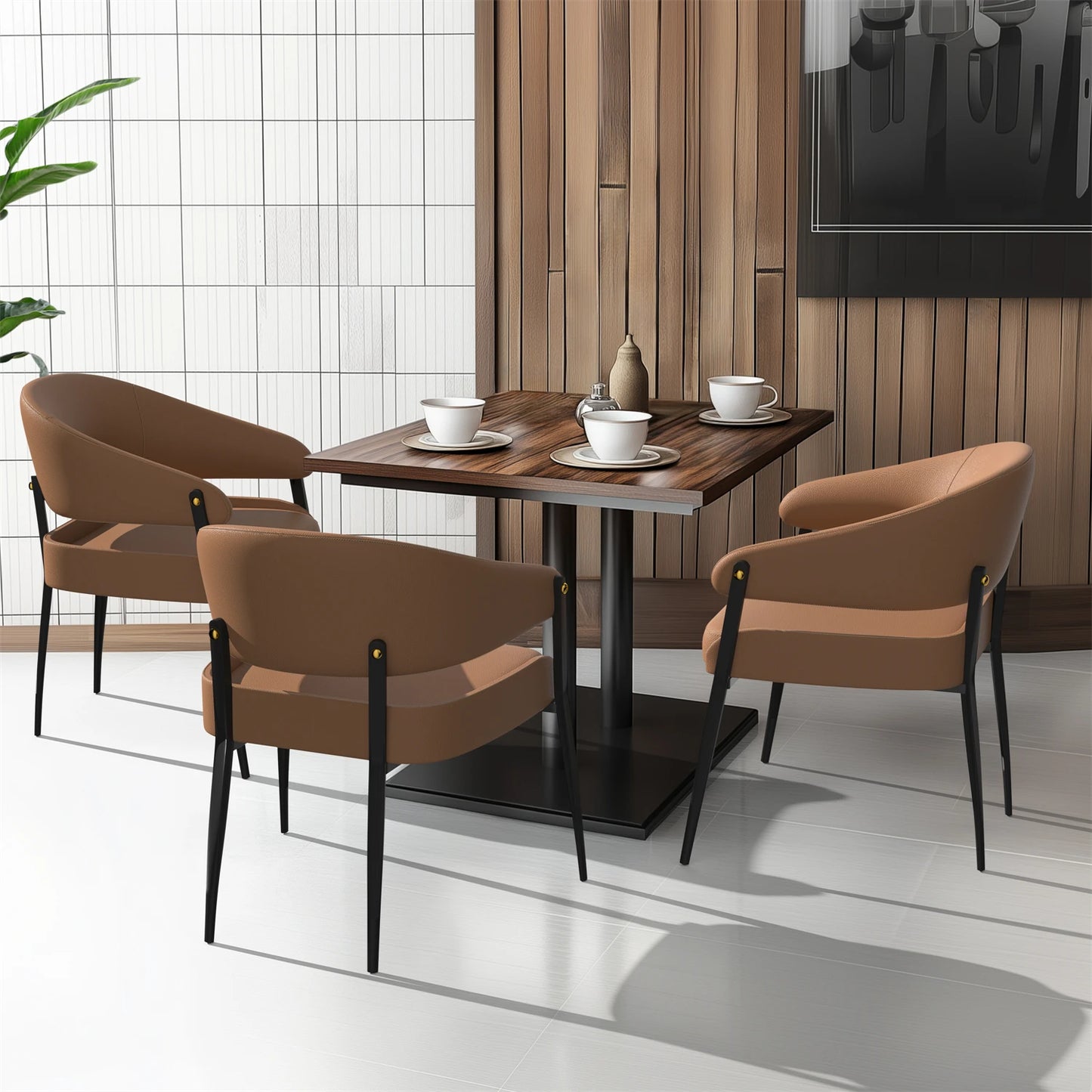 Set of 2 Leather Dining Chairs