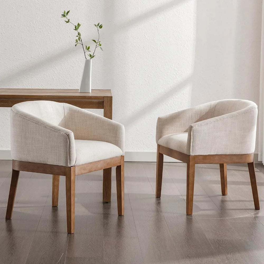 Beige Linen Dining Chairs