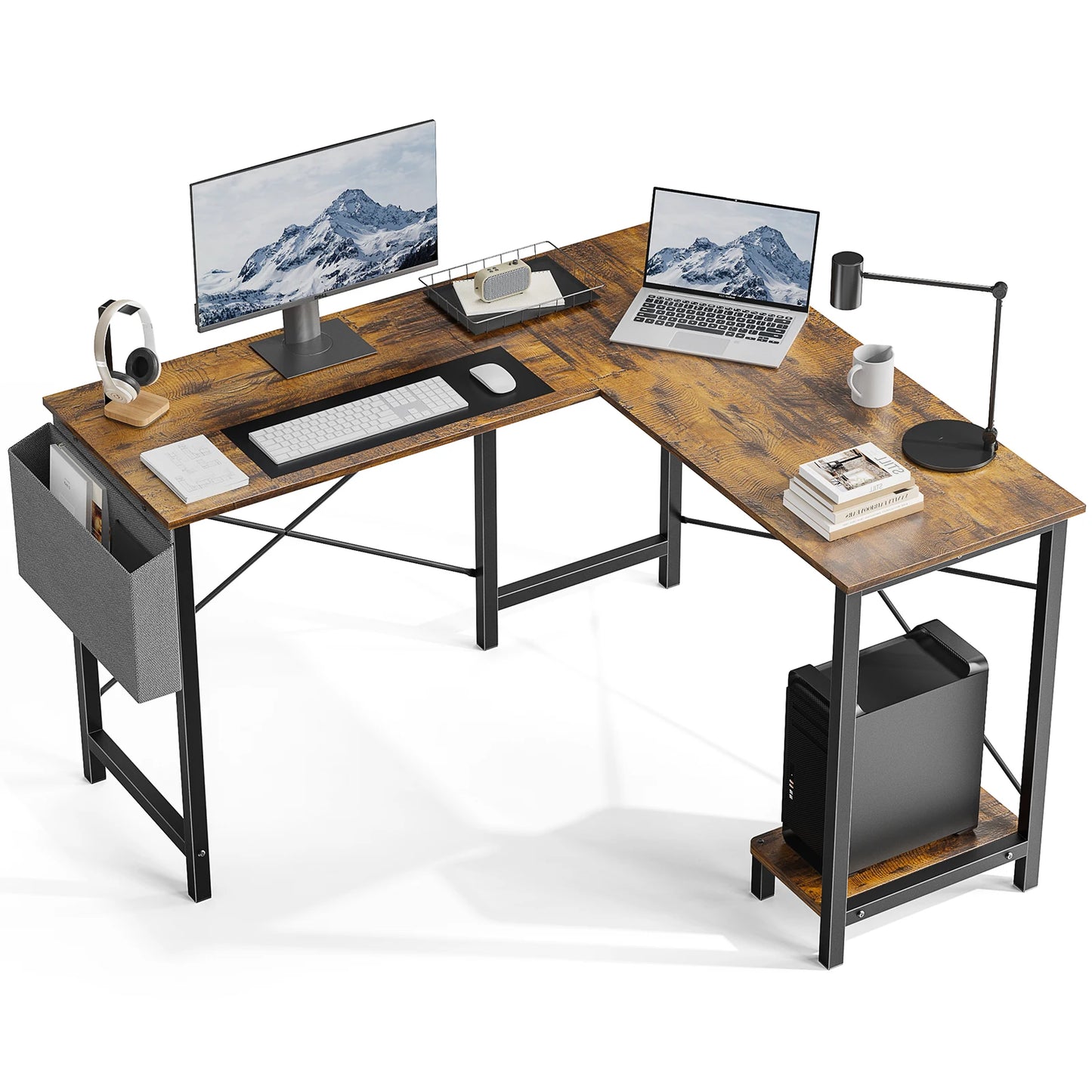 50-Inch Gaming Corner Desk with CPU Storage Shelf