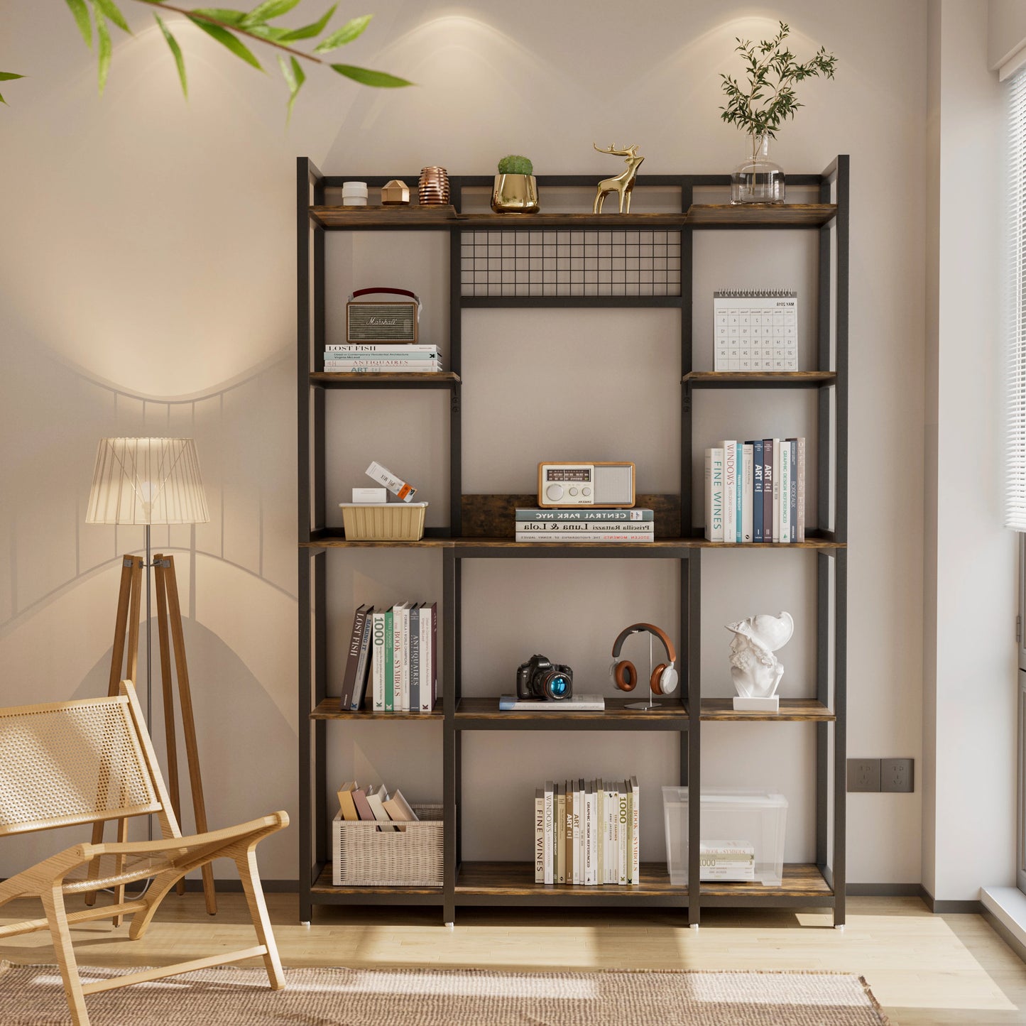 Industrial 5-Tier Bookshelf
