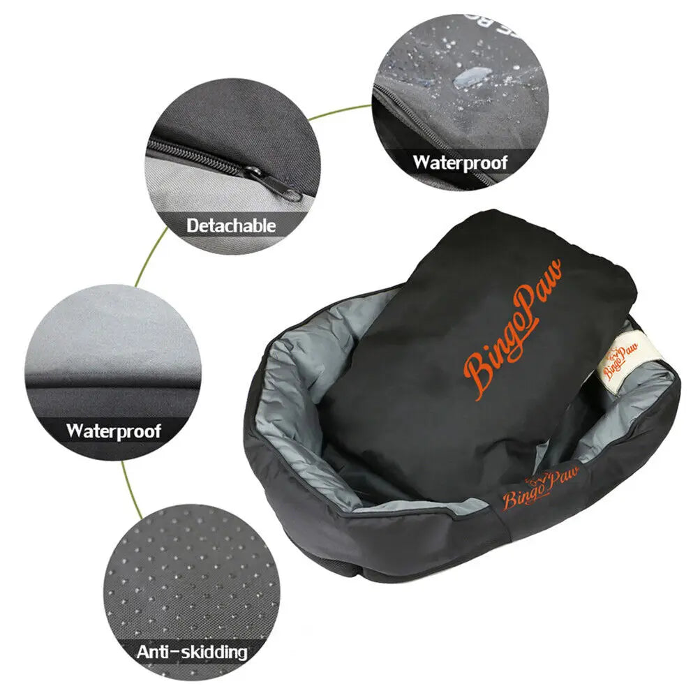 All-Season Oxford Dog Bed with Removable Cushion