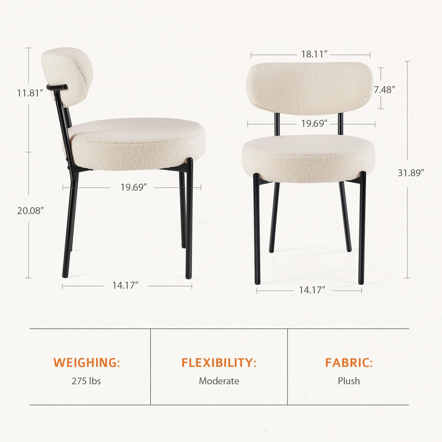 Ergonomic Round Dining Chairs (Set of 2)
