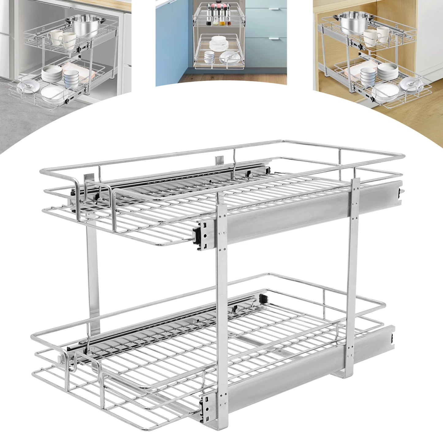 2‑Tier Pull Out Cabinet Organizer