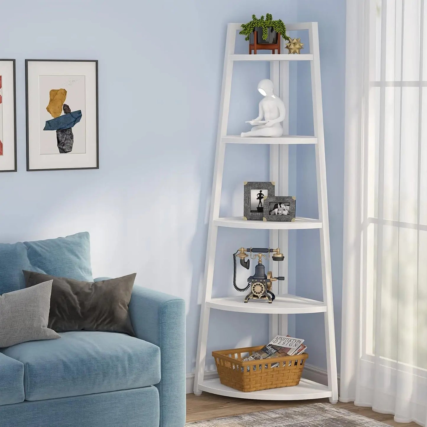 White Corner Bookcase