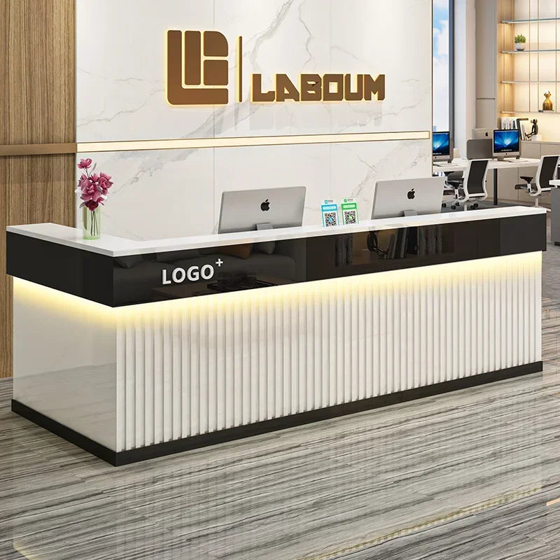 Modern Luxury Reception Desk – Salon Office Counter with Elegant Purpito Style for Commercial Interiors