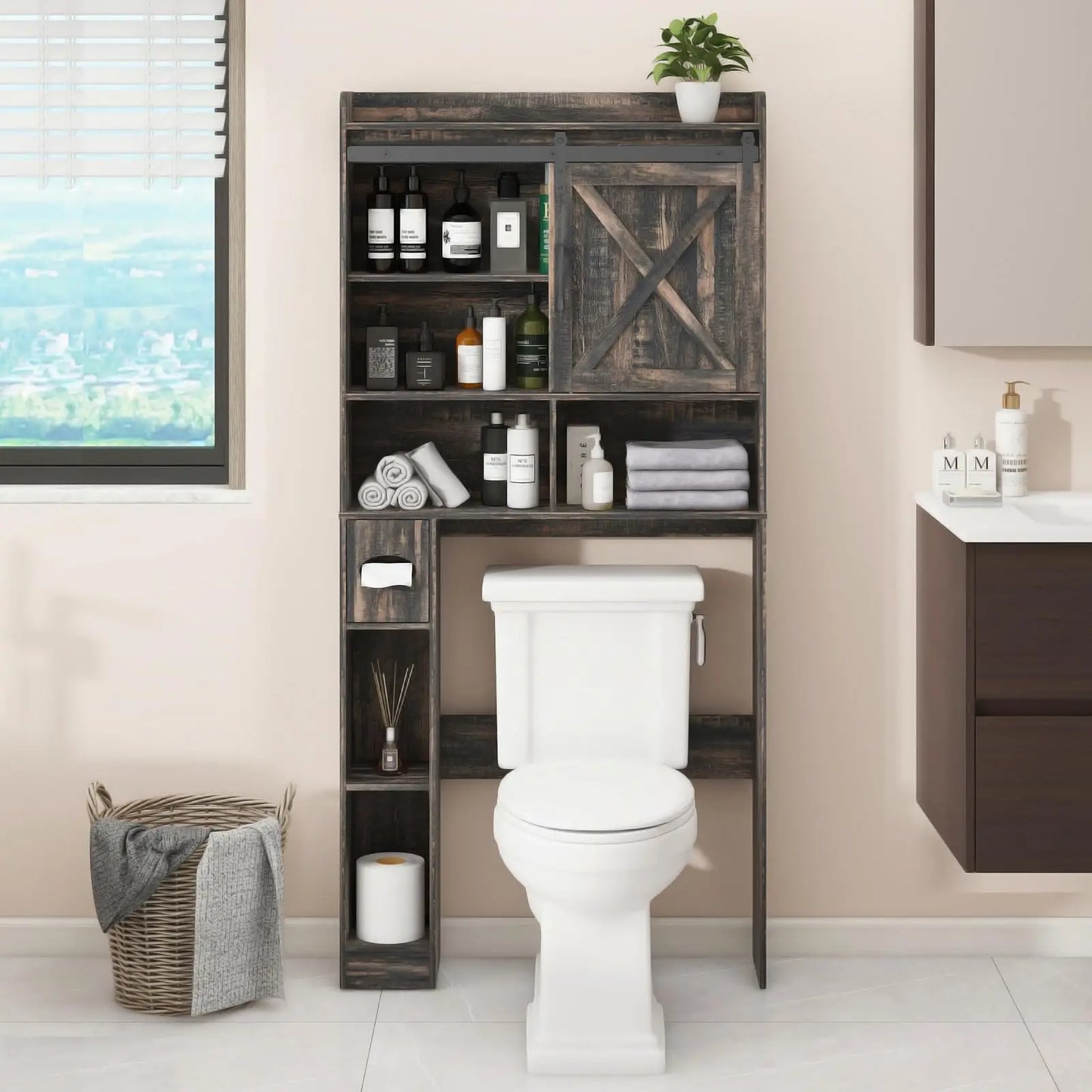 Wooden Over the Toilet Storage Cabinet