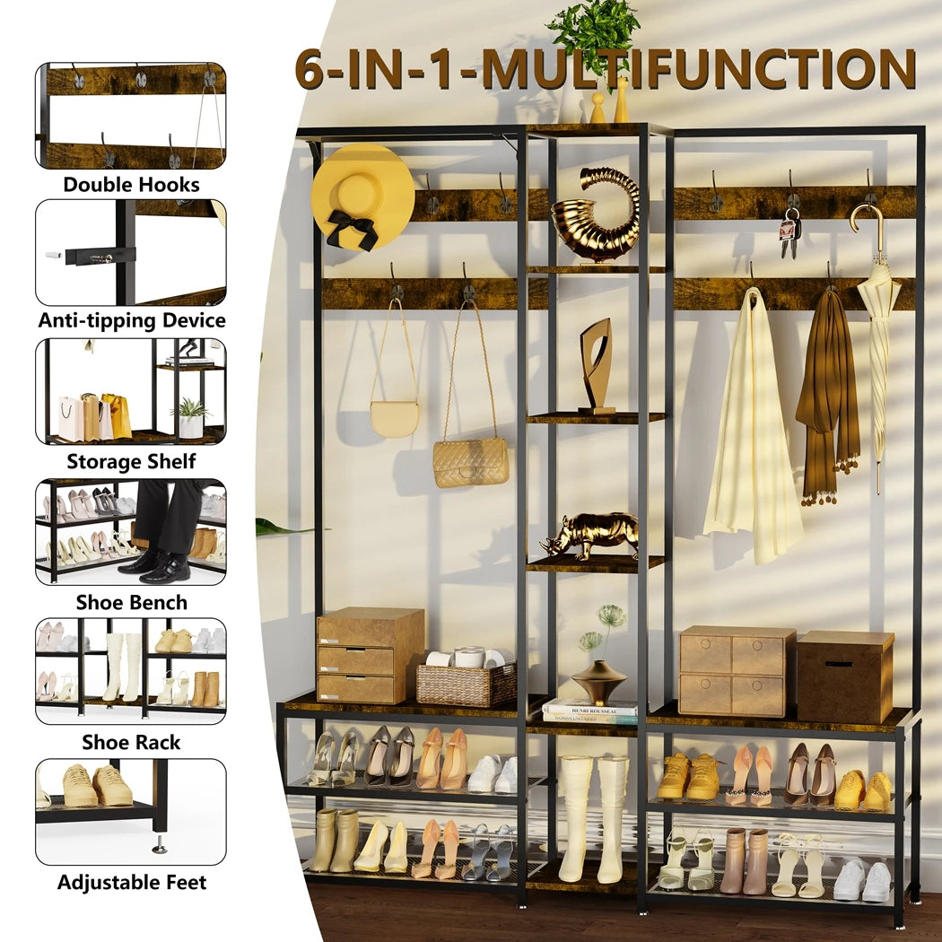 Corner Coat Rack Bench