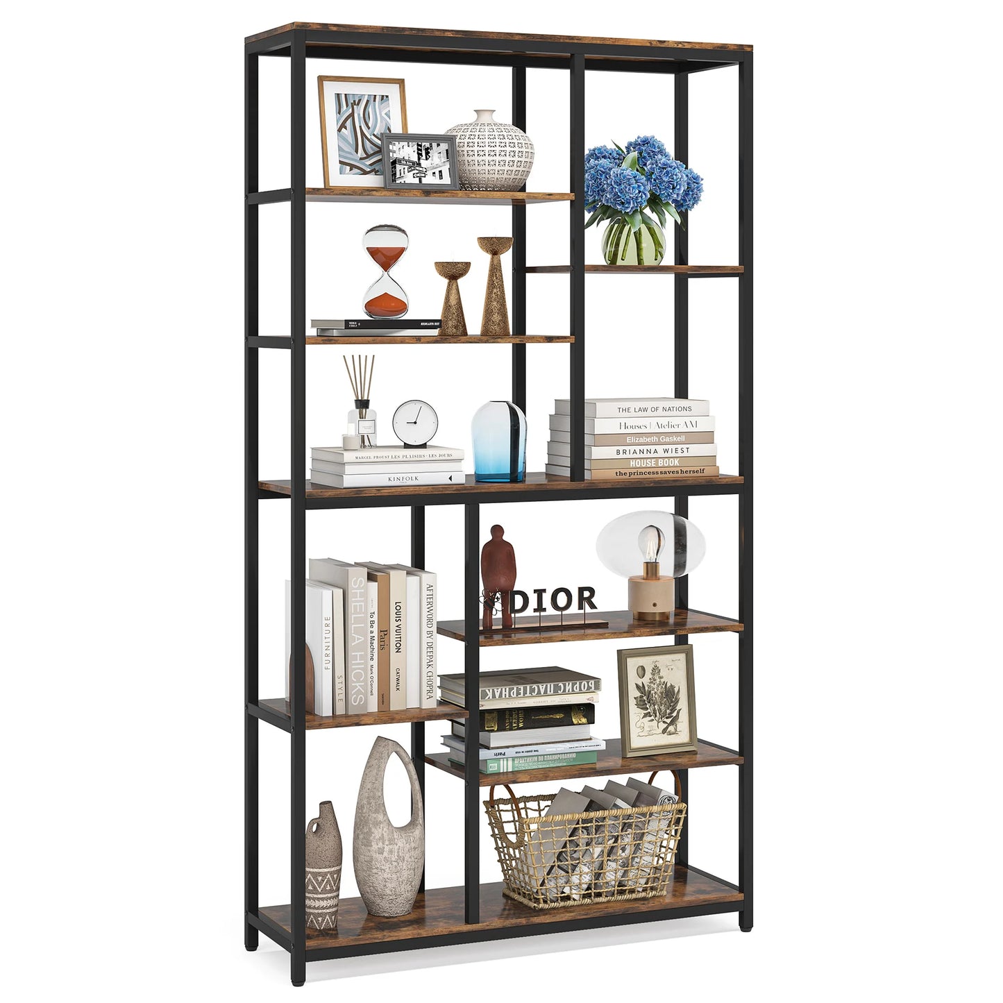 Staggered 8‑Tier Bookcase