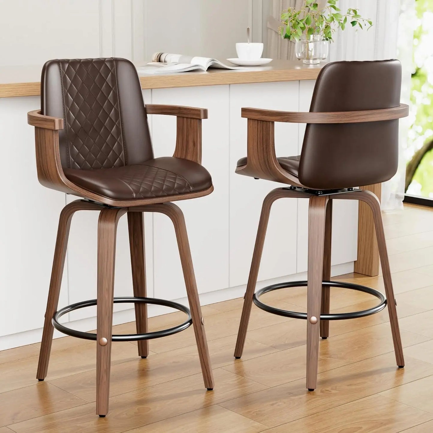 Rattan Mid-Century Bar Stools