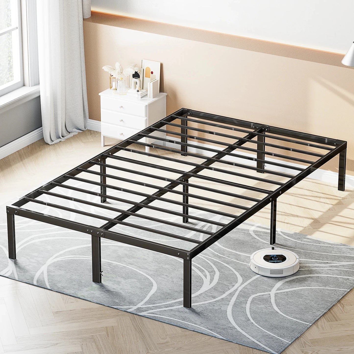 Metal Bed Frame with Storage Space