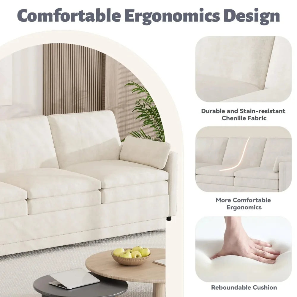 Chenille 3-Seater Sofa