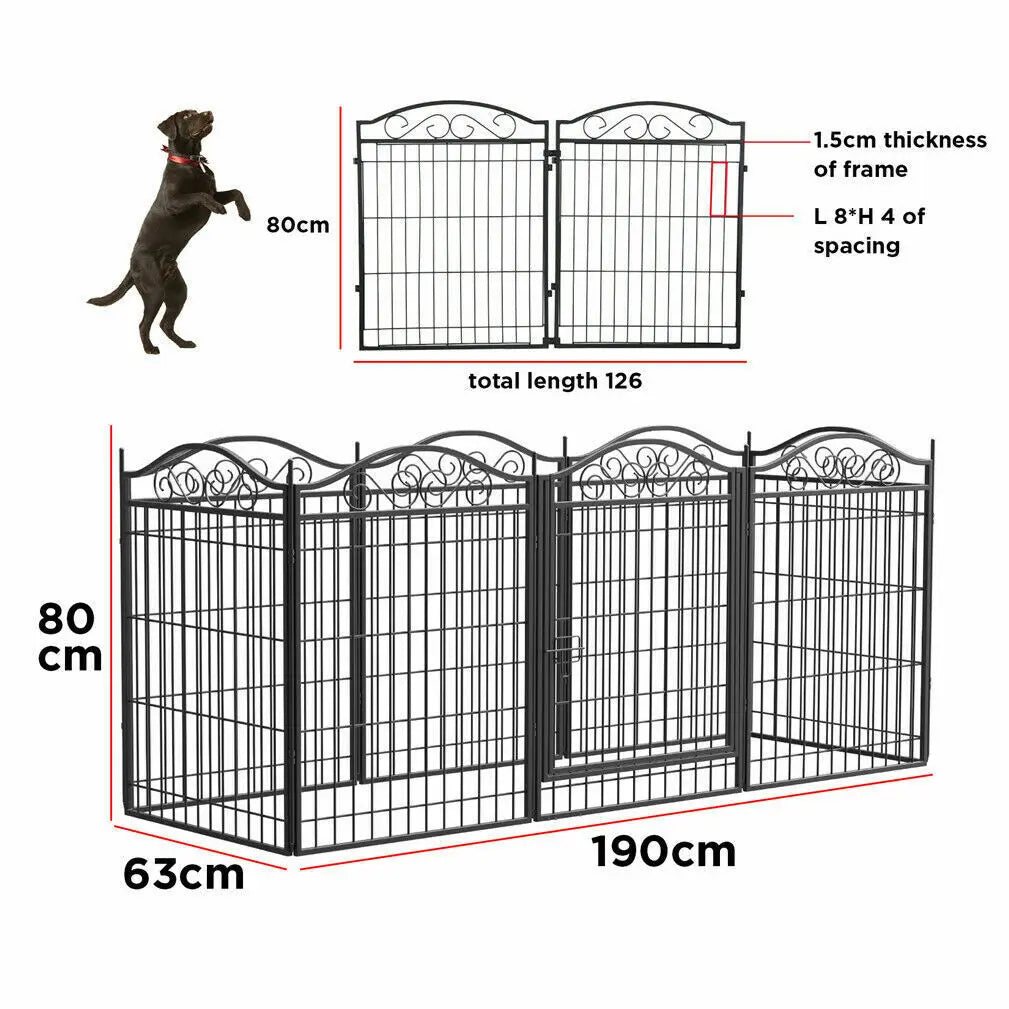 Foldable 8-Panel Dog Playpen with Gate